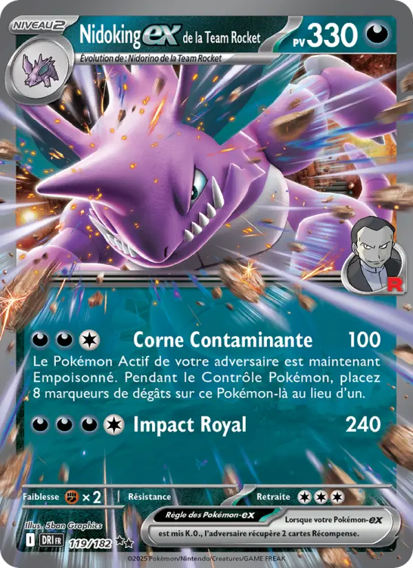 Carte Pokemon 119/182 Nidoking-ex de la Team Rocket Holo | LorenZone