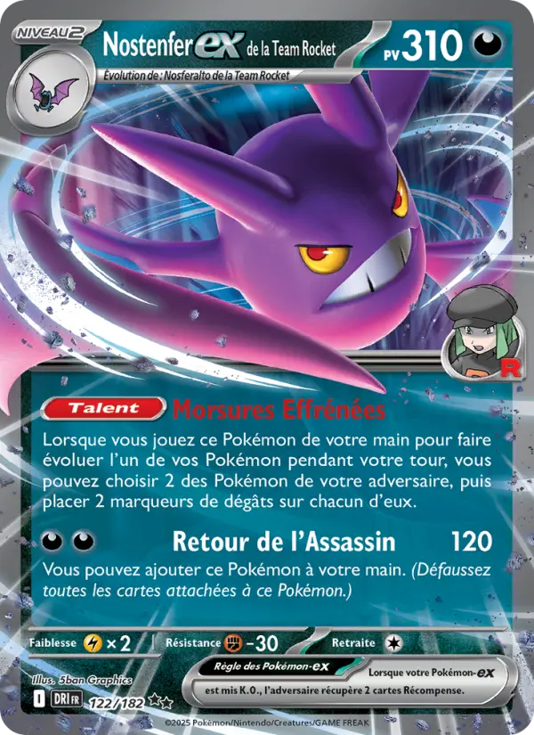 Carte Pokemon 122/182 Nostenfer-ex de la Team Rocket Holo | LorenZone