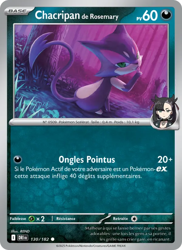 Carte Pokemon 130/182 Chacripan de Rosemary Reverse | LorenZone