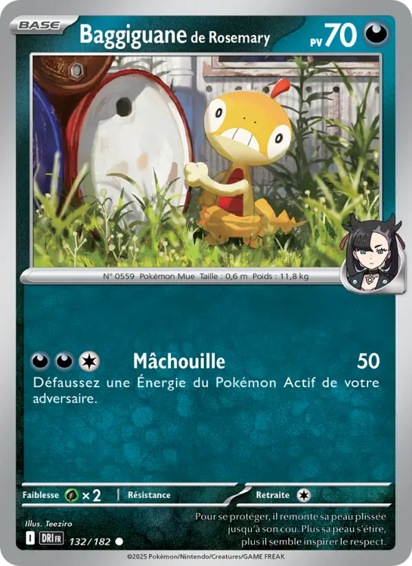 Carte Pokemon 132/182 Baggiguane de Rosemary Reverse | LorenZone