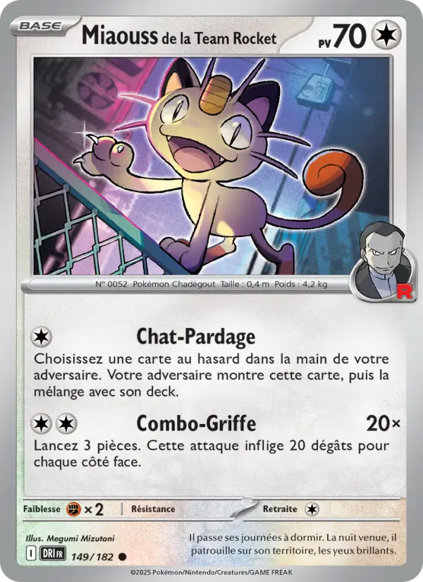 Carte Pokemon 149/182 Miaouss de la Team Rocket Reverse | LorenZone