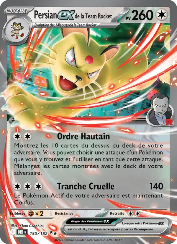 Carte Pokemon 150/182 Persian-ex de la Team Rocket Holo | LorenZone