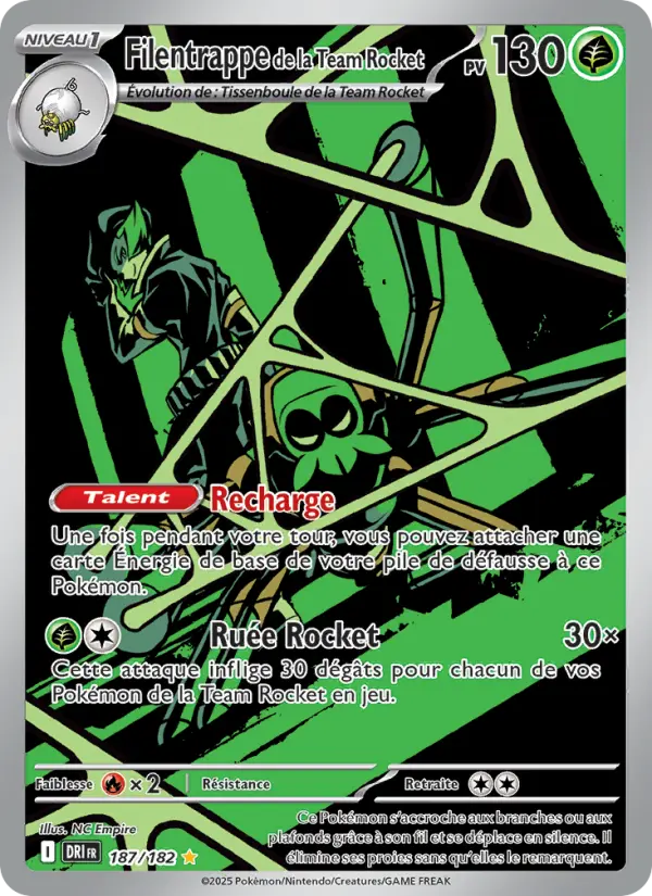 Carte Pokemon 187/182 Filentrappe de la Team Rocket Illustration Rare | LorenZone