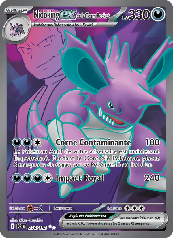 Carte Pokemon 216/182 Nidoking-ex de la Team Rocket Holo | LorenZone