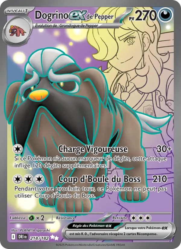 Carte Pokemon 218/182 Dogrino-ex de Pepper Holo | LorenZone