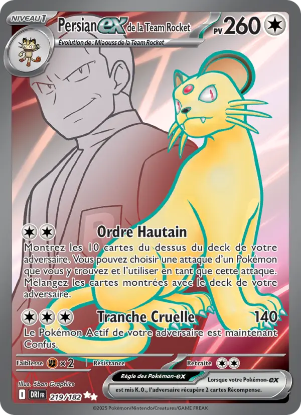 Carte Pokemon 219/182 Persian-ex de la Team Rocket Holo | LorenZone