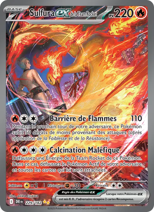 Carte Pokemon 229/182 Sulfura-ex de la Team Rocket Illustration Spéciale Rare | LorenZone