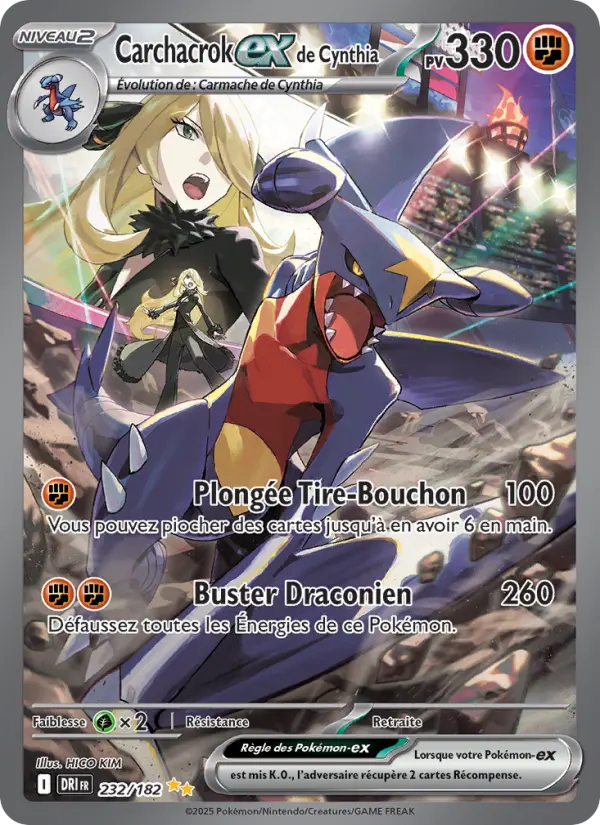 Carte Pokemon 232/182 Carchacrok-ex de Cynthia Illustration Spéciale Rare | LorenZone
