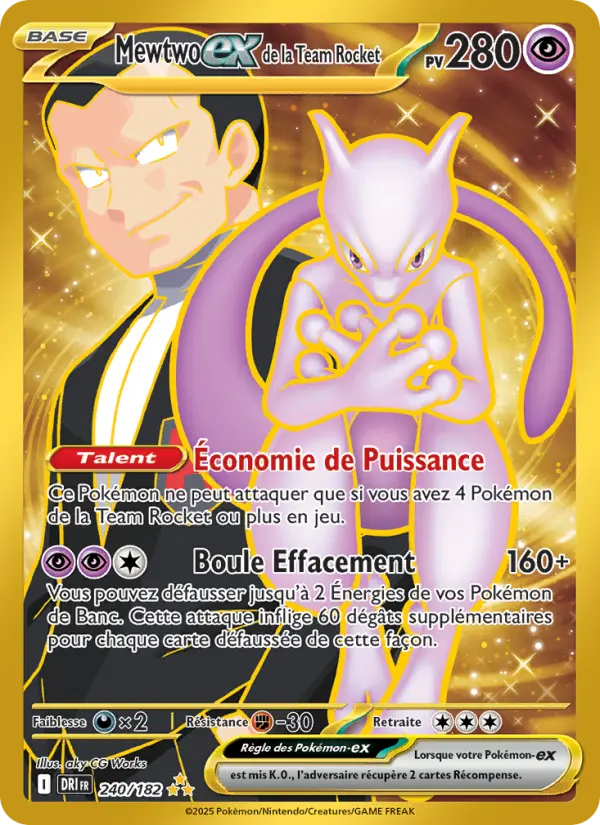 Carte Pokemon 240/182 Mewtwo-ex de la Team Rocket Hyper Rare | LorenZone