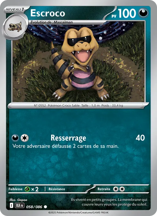 Carte Pokemon 058/086 Escroco Reverse | LorenZone