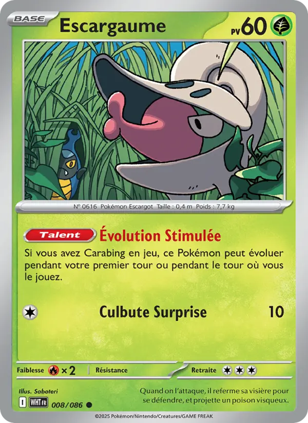 Carte Pokemon 008/086 Escargaume | LorenZone