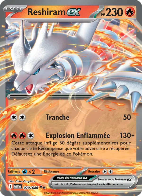 Carte Pokemon 020/086 Reshiram-ex | LorenZone