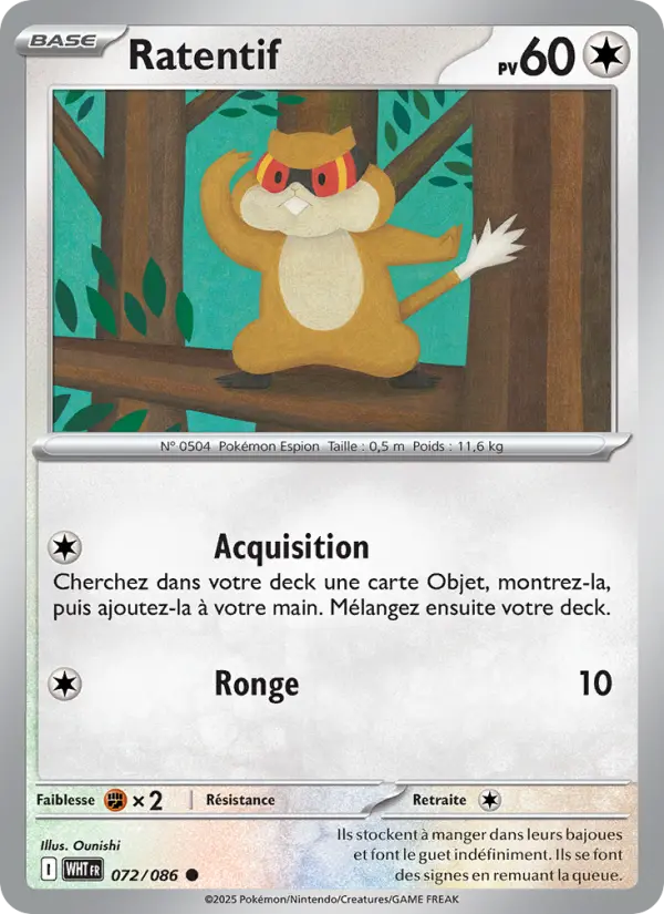 Carte Pokemon 072/086 Ratentif | LorenZone