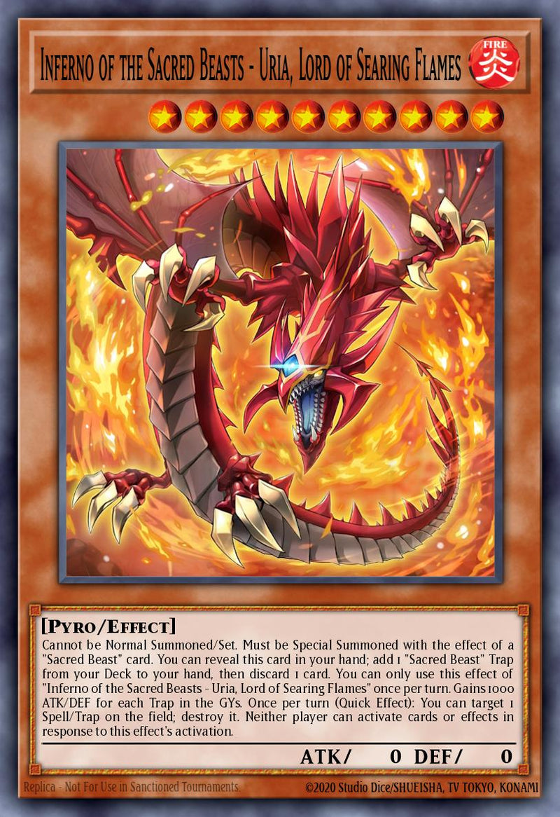 Carte Yu-Gi-Oh! Brasier des Bêtes Sacrées - Uria, Seigneur des Flammes Aveuglantes CORI-FR005 - Les Origines du Chaos | LorenZone