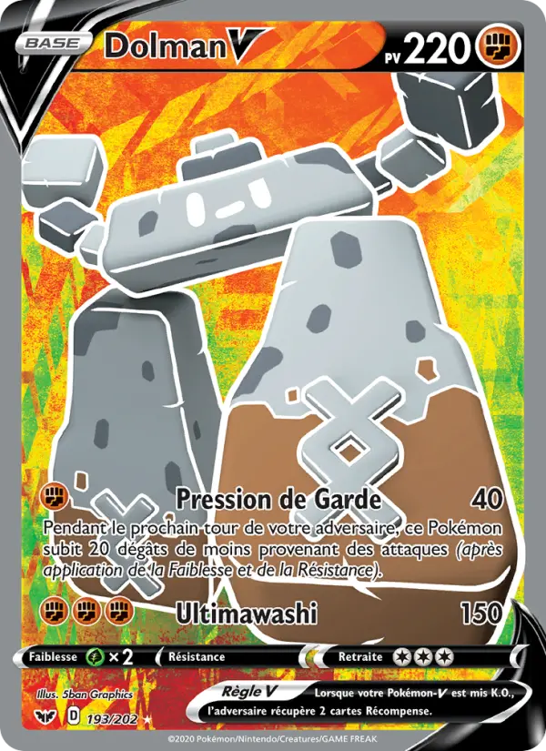 193/202 - Dolman V – Épée et Bouclier (Carte Pokémon FR à petit prix, à l’unité sur Lorenzone.fr)