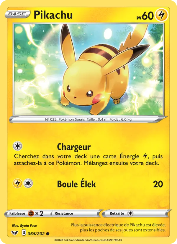 065/202 - Pikachu – Épée et Bouclier (Carte Pokémon FR à petit prix, à l’unité sur Lorenzone.fr)