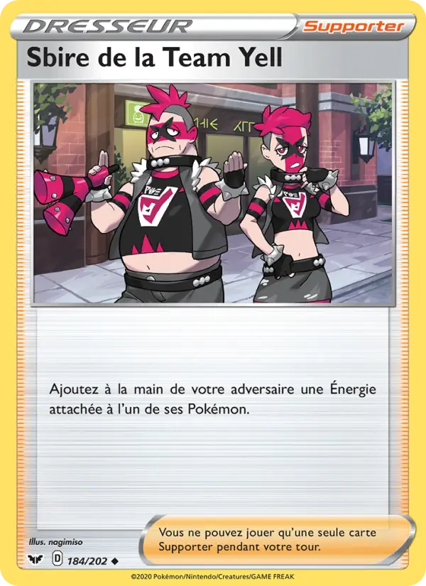 184/202 - Sbire de la Team Yell – Épée et Bouclier (Carte Pokémon FR à petit prix, à l’unité sur Lorenzone.fr)