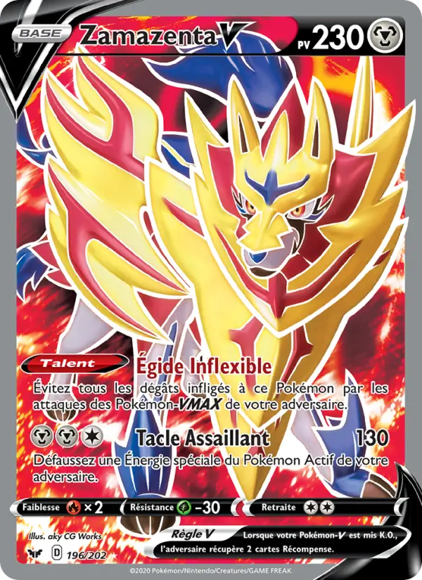 196/202 - Zamazenta V – Épée et Bouclier (Carte Pokémon FR à petit prix, à l’unité sur Lorenzone.fr)
