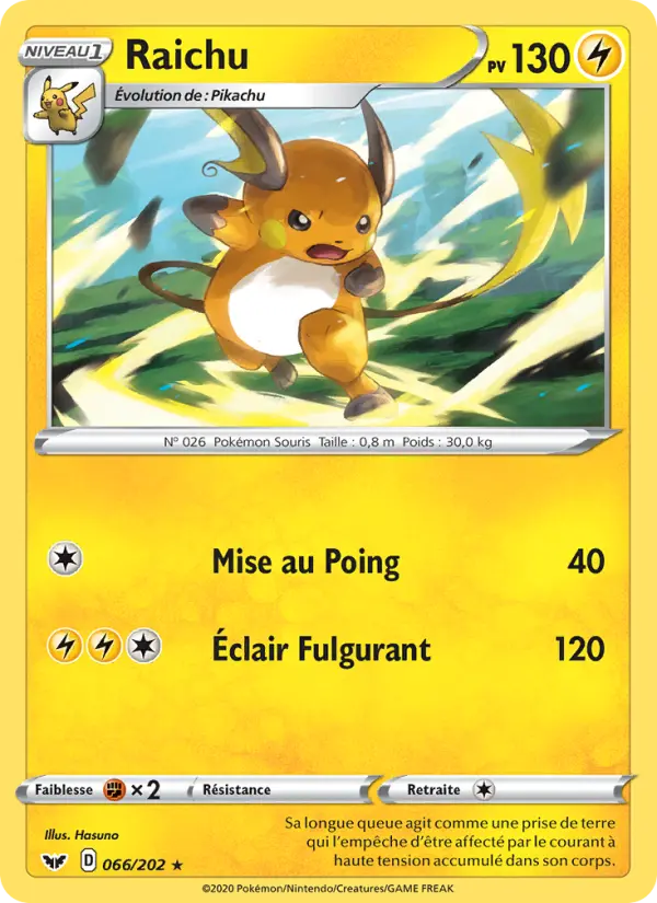 066/202 - Raichu – Épée et Bouclier (Carte Pokémon FR à petit prix, à l’unité sur Lorenzone.fr)