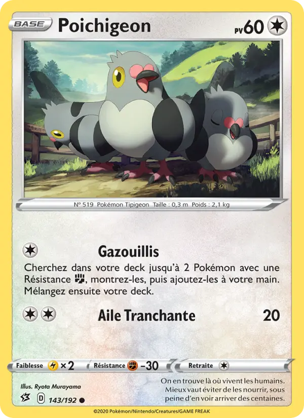 143/192 - Poichigeon – Clash des Rebelles (Carte Pokémon FR à petit prix, à l’unité sur Lorenzone.fr)
