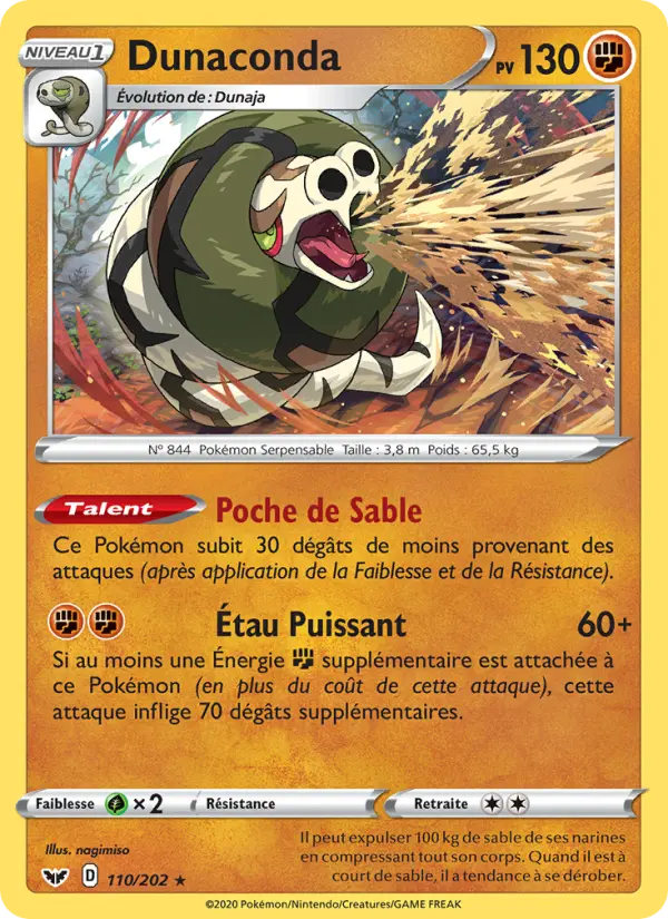 110/202 - Dunaconda – Épée et Bouclier (Carte Pokémon FR à petit prix, à l’unité sur Lorenzone.fr)