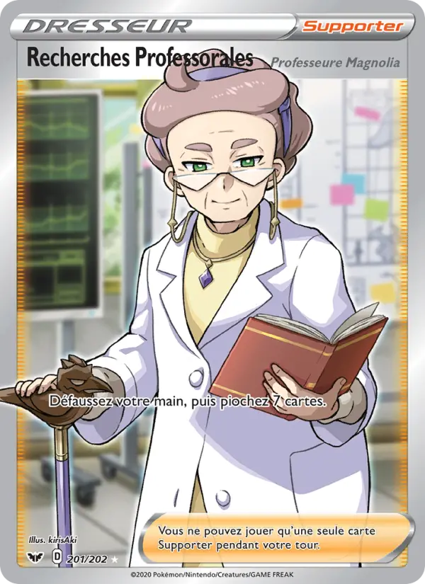 201/202 - Recherches Professorales (Professeure Magnolia) – Épée et Bouclier (Carte Pokémon FR à petit prix, à l’unité sur Lorenzone.fr)
