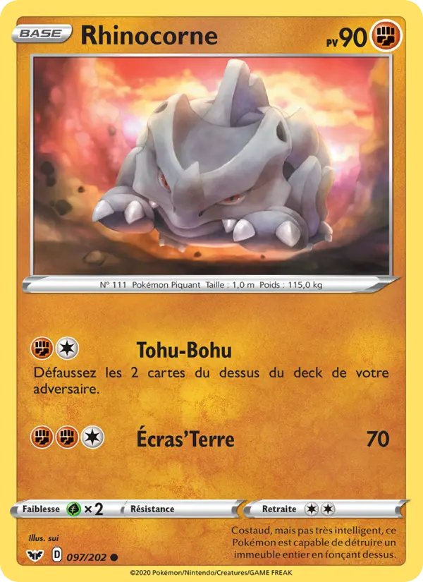 097/202 - Rhinocorne – Épée et Bouclier (Carte Pokémon FR à petit prix, à l’unité sur Lorenzone.fr)