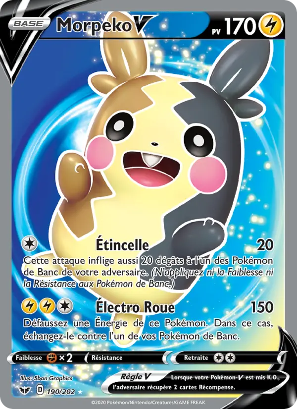 190/202 - Morpeko V – Épée et Bouclier (Carte Pokémon FR à petit prix, à l’unité sur Lorenzone.fr)
