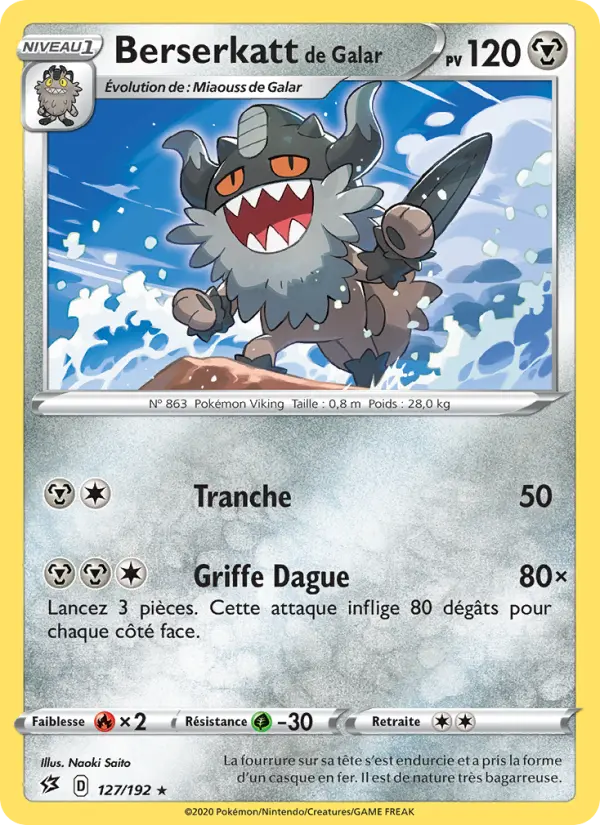 127/192 - Berserkatt de Galar – Clash des Rebelles (Carte Pokémon FR à petit prix, à l’unité sur Lorenzone.fr)