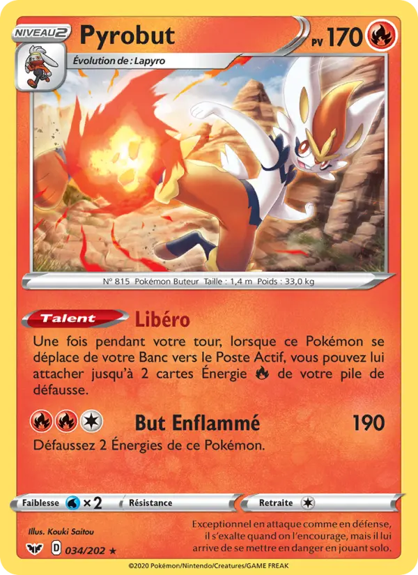 034/202 - Pyrobut – Épée et Bouclier (Carte Pokémon FR à petit prix, à l’unité sur Lorenzone.fr)