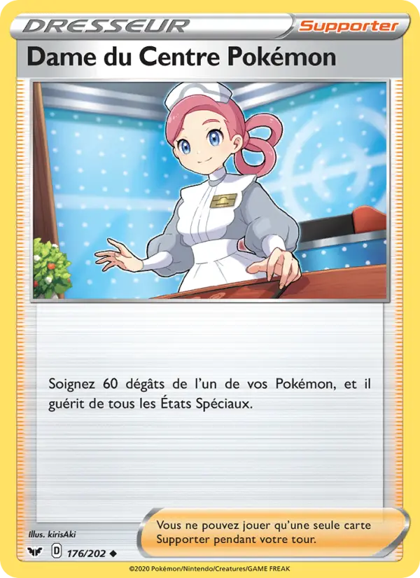 176/202 - Dame du Centre Pokémon – Épée et Bouclier (Carte Pokémon FR à petit prix, à l’unité sur Lorenzone.fr)