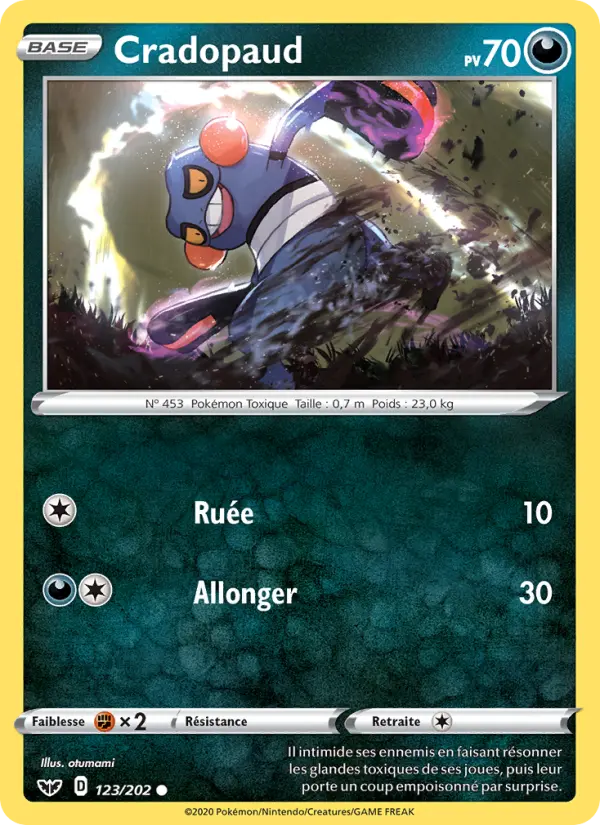 123/202 - Cradopaud – Épée et Bouclier (Carte Pokémon FR à petit prix, à l’unité sur Lorenzone.fr)