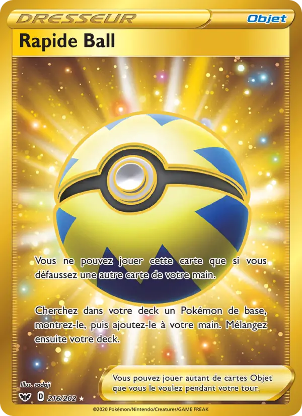 216/202 - Rapide Ball – Épée et Bouclier (Carte Pokémon FR à petit prix, à l’unité sur Lorenzone.fr)