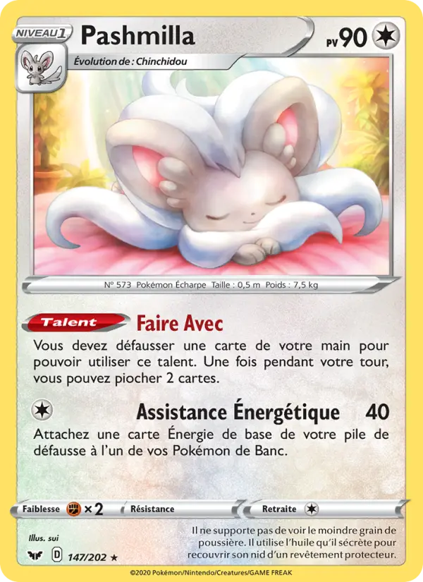 147/202 - Pashmilla – Épée et Bouclier (Carte Pokémon FR à petit prix, à l’unité sur Lorenzone.fr)