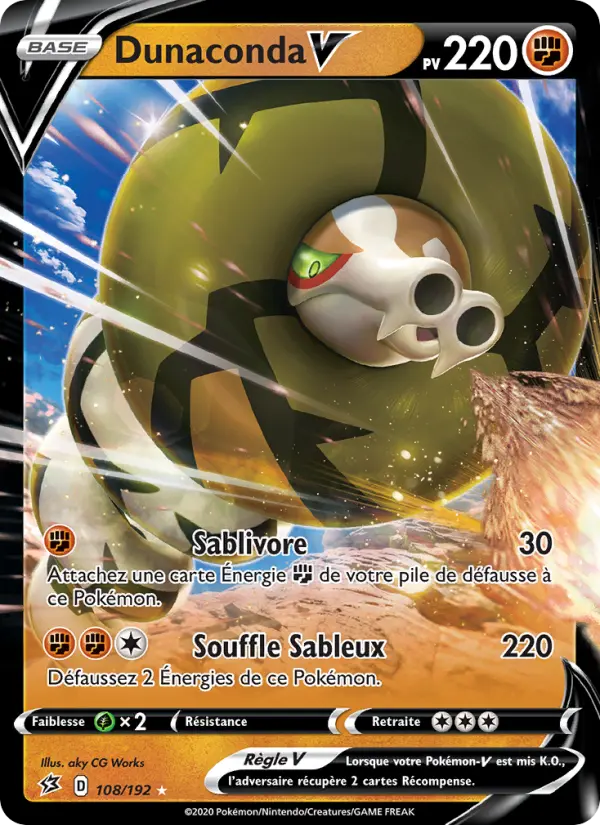 108/192 - Dunaconda V – Clash des Rebelles (Carte Pokémon FR à petit prix, à l’unité sur Lorenzone.fr)