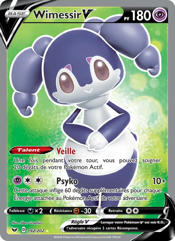 192/202 - Wimessir V – Épée et Bouclier (Carte Pokémon FR à petit prix, à l’unité sur Lorenzone.fr)