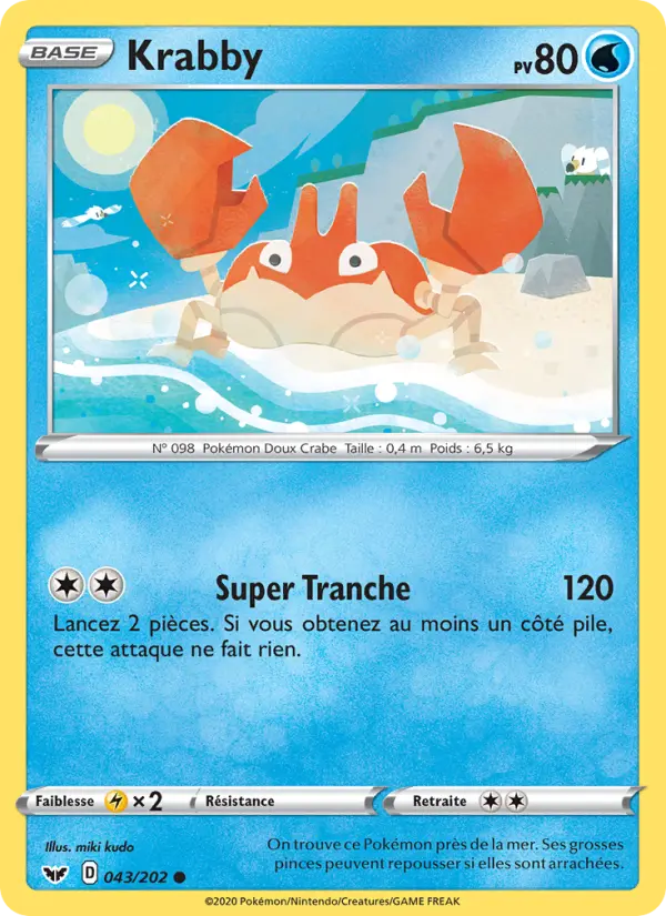 043/202 - Krabby – Épée et Bouclier (Carte Pokémon FR à petit prix, à l’unité sur Lorenzone.fr)