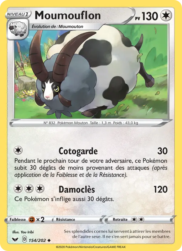 154/202 - Moumouflon – Épée et Bouclier (Carte Pokémon FR à petit prix, à l’unité sur Lorenzone.fr)