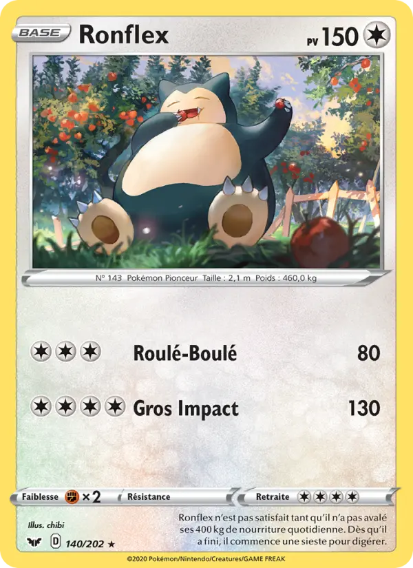 140/202 - Ronflex – Épée et Bouclier (Carte Pokémon FR à petit prix, à l’unité sur Lorenzone.fr)