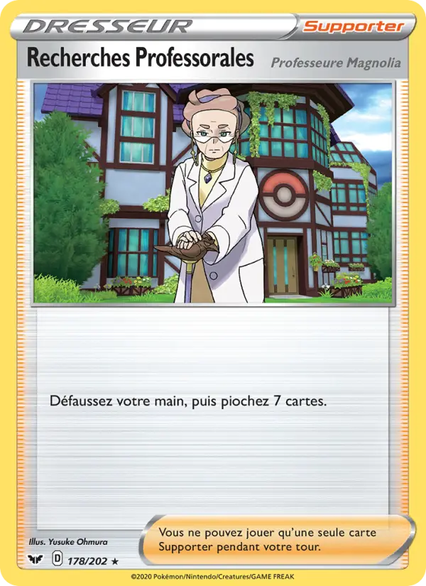 178/202 - Recherches Professorales (Professeure Magnolia) – Épée et Bouclier (Carte Pokémon FR à petit prix, à l’unité sur Lorenzone.fr)