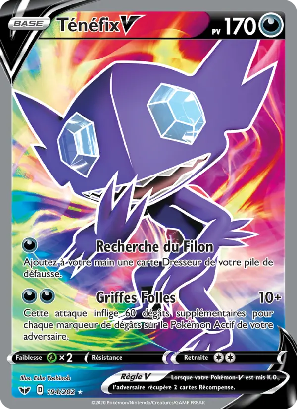 194/202 - Ténéfix V – Épée et Bouclier (Carte Pokémon FR à petit prix, à l’unité sur Lorenzone.fr)