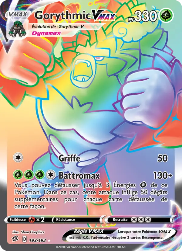 193/192 - Gorythmic VMAX – Clash des Rebelles (Carte Pokémon FR à petit prix, à l’unité sur Lorenzone.fr)