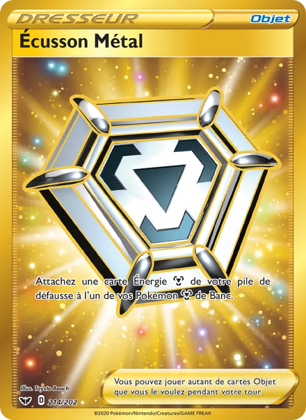 214/202 - Écusson Métal – Épée et Bouclier (Carte Pokémon FR à petit prix, à l’unité sur Lorenzone.fr)