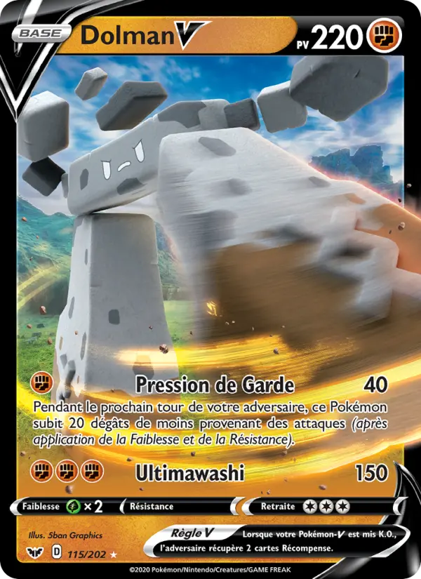 115/202 - Dolman V – Épée et Bouclier (Carte Pokémon FR à petit prix, à l’unité sur Lorenzone.fr)