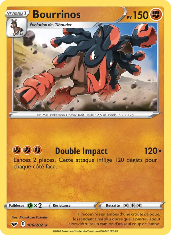 106/202 - Bourrinos – Épée et Bouclier (Carte Pokémon FR à petit prix, à l’unité sur Lorenzone.fr)