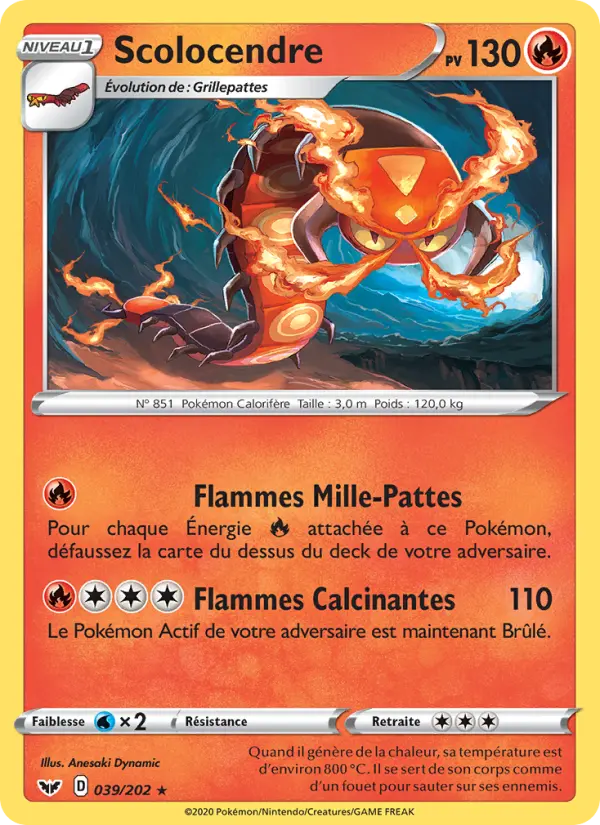 039/202 - Scolocendre – Épée et Bouclier (Carte Pokémon FR à petit prix, à l’unité sur Lorenzone.fr)