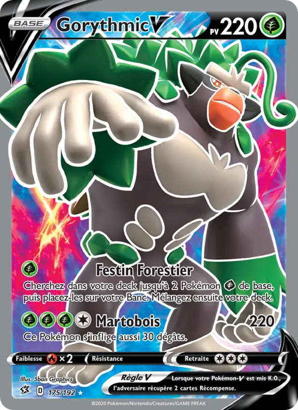 175/192 - Gorythmic V – Clash des Rebelles (Carte Pokémon FR à petit prix, à l’unité sur Lorenzone.fr)