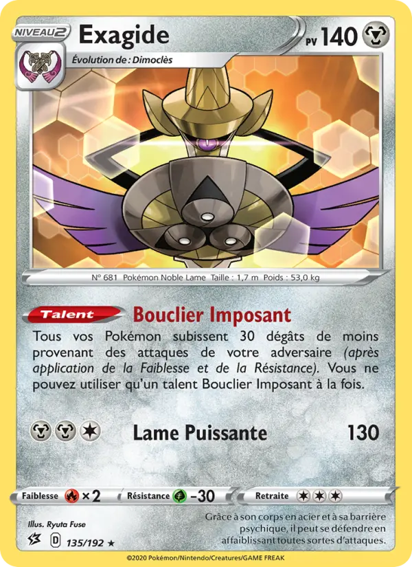 135/192 - Exagide – Clash des Rebelles (Carte Pokémon FR à petit prix, à l’unité sur Lorenzone.fr)