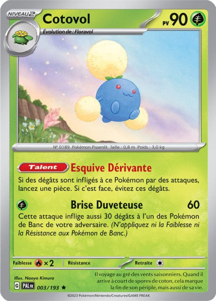 Carte Pokémon Cotovol 003/193 PAL Evolution a Paldea EV02 Neuf FR LorenZone