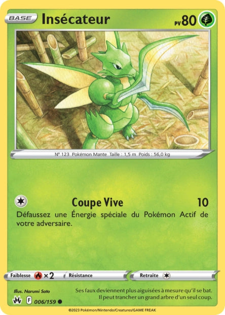 Carte Pokémon Insécateur 006/159 CRZ Epee et Bouclier EB12_5 Neuf FR LorenZone